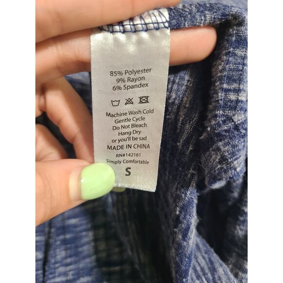 Lularoe small women's blue static print open front long sleeve cardigan - Picture 5 of 6